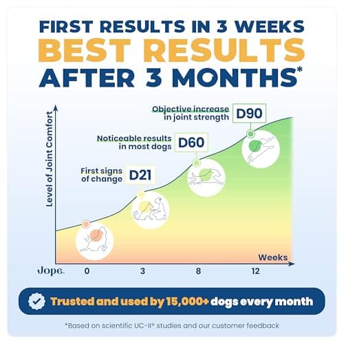 Jope Hip & Joint Supplement for Dogs Large, Medium, Small - Joint Chews w/UC-II® Collagen - Proven Better Than Glucosamine Chondroitin in Canine Health - Veterinarian Formulated, Omega 3 & Curcumin