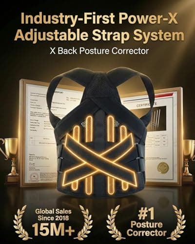 Posture Corrector for Women & Men, Back Brace Advanced Full Back Support for Upper & Lower Back Pain Relief, Spine, Neck, and Hump, X-Style Medical-Grade Lumbar Support System with Adjustable Shoulder Straightener and Breathable Design for Long Sitting and Exercises