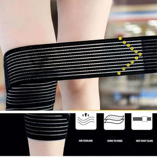 Extra Long Elastic Knee Wrap Compression Bandage Brace Support for Legs, Plantar Fasciitis, Stabilising Ligaments, Joint Pain, Squat, Basketball, Running, Tennis, Soccer, Football (Black-1pcs) (One Size, inch, 70.8)