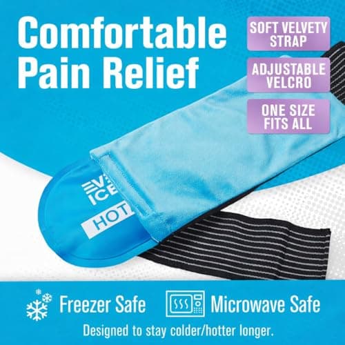 Gel Ice Packs for Injuries Reusable, Hot & Cold Gel Wrap (4 Pack), Adjustable & Flexible, Long Lasting Instant Compression for Back, Knees, Shoulders, Elbows, Neck, Foot & Ankle