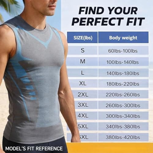 WDNSYG V Boost V2 Compression Shirt for Men, Sleeveless Tank Top with Posture Support, Quick-Dry for Gym & Daily Wear (X-Large,Gray)
