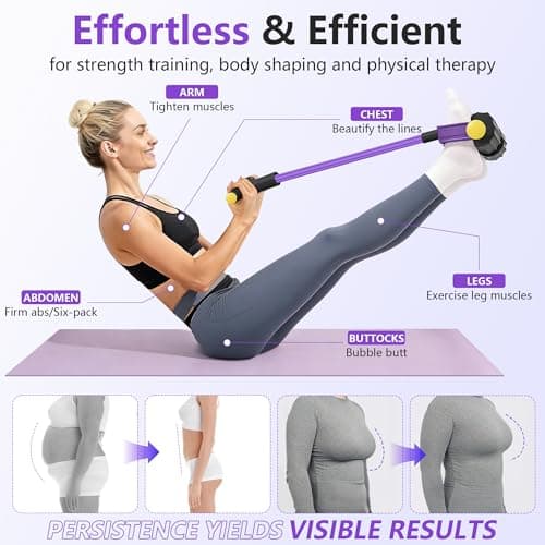 Upgraded Pedal Resistance Band with Handle, Soft Durable Fashion Puller Exercise with Thickened 6 Tension Ropes, Tube Pedal Resistance Device for Abdomen, Waist, Arm, Leg, Core/ABS (Black & Purple)