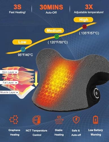 Upalled Wireless Heated Neck Stretcher for Pain Relief, Portable Cordless Neck Shoulder Cervical Traction Device with Graphene Heating Pad No Smell Magnetic Therapy Case Relaxer for Spine Alignme
