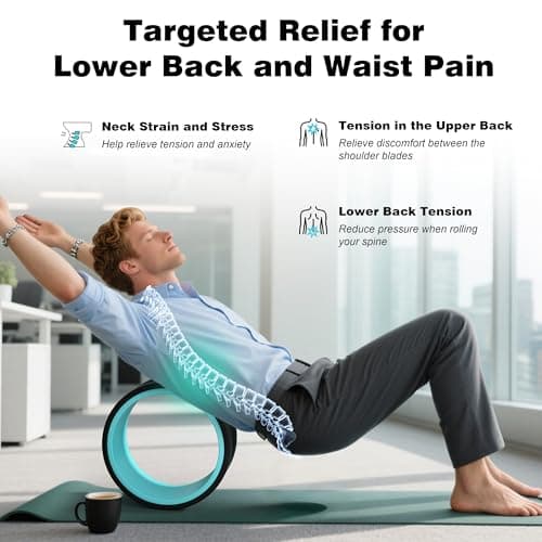 Zomyove 3 Pack Back Roller- Yoga Wheel for Back Pain Reliefn & Stretching, Back Wheel for Deep Tissue Massage, Foam Roller for Physical Therapy & Exercise