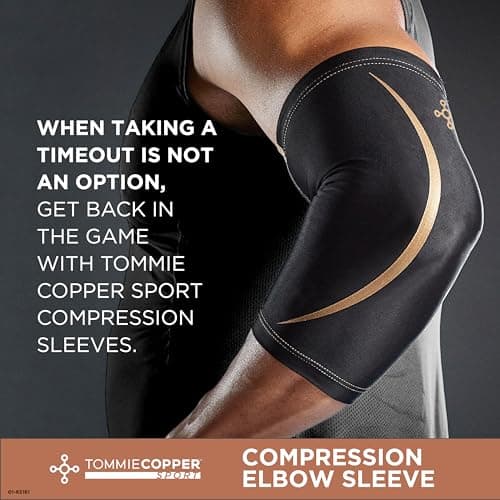 Tommie Copper Elbow Compression Sleeve (L/XL, Black), 15-20 mmHg, 4D Stretch & Non-Slip Fit for Targeted Support, Patented Copper Znergy Fabric, Anti-Odor Benefits, Breathable Design