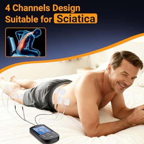 Comfytemp 4 Outputs TENS Unit for Sciatica Cover Multiple Parts, FSA HSA Eligible Rechargeable EMS&Massage TENS Unit Muscle Stimulator for Pain Relief with 24 Modes and DIY for Back, Shoulder, Neck
