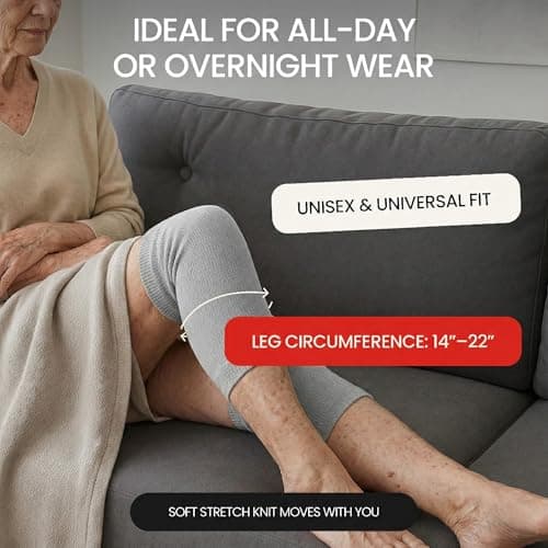 SENIOR ICARE Elastic Cotton Knee Warmers, Knee Sleeves for Men and Women - Circulation Support and Joint Pain Relief, Arthritis Aid, One Pair, Made in Japan