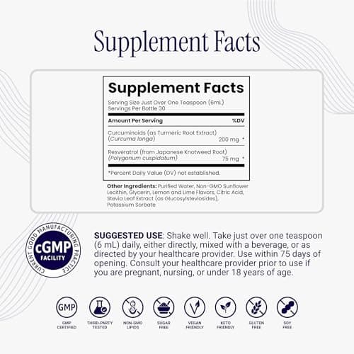 Rho Nutrition Liposomal Curcumin + Resveratrol (1 Pack) – Ultra High Absorption Liquid Curcumin Supplement – Promotes Joint Comfort, Mobility, Cellular Health and Overall Well-Being