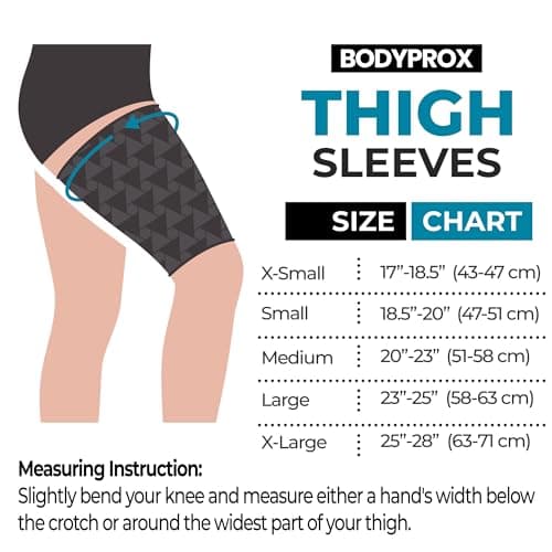 BODYPROX Thigh Compression Sleeve(1 Pair), Hamstring Compression Sleeve for Men and Women(Medium)