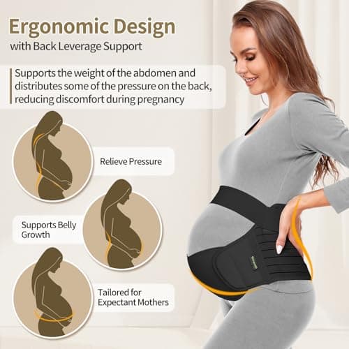 ChongErfei Maternity Belt, Pregnancy 3 in 1 Support Belt for Back/Pelvic/Hip Pain, Maternity Band Belly Support for Pregnancy Belly Support Band (M: Fit Ab 35.5"-47.3", Black)