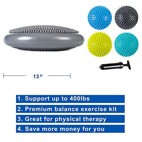StrongTek Hedgehog Balance Pod Kit - Set of 4 Balance Pods and 1 Wobble Cushion for Core Strength, Agility, and Stability Training, Includes Air Pump, Ideal for Physical Therapy, Rehabilitation