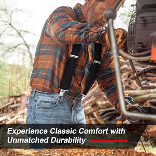 Ultrashang CLASSIC Mens Heavy-Duty Suspender: 2-Inch Wide, Sturdy Clips, X-Back, Adjustable Elastic Work Suspenders