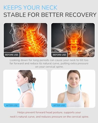 Cozyfun Ice Silk Neck Brace - Soft,Washable,Breathable Cervical Collar for Pain Relief & Posture Correction - Anti-Snoring Support for Comfortable Sleep - Ideal for Office Workers