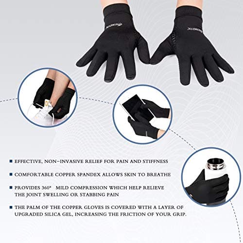 HENOTIC Copper Arthritis Gloves for Women Men, Touch Screen Anti-Slip Arthritis Compression Gloves for Relieving Carpal Tunnel Aches, Rheumatoid Pains, Joint Swell