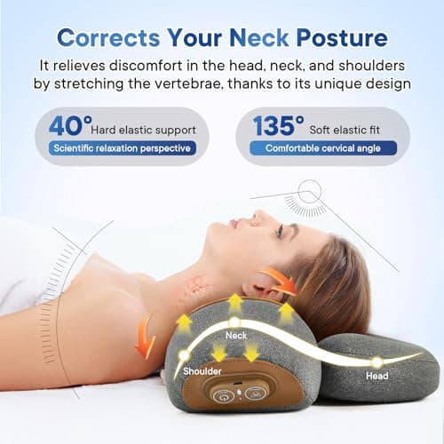 Mothers Day Gifts for Mom 3-in-1Rechargeable Neck Massager Pillow with Heat, Vibration & Traction, Deep Tissue Pain Relief, Neck Hump Corrector & Cervical Support for Home Office Travel