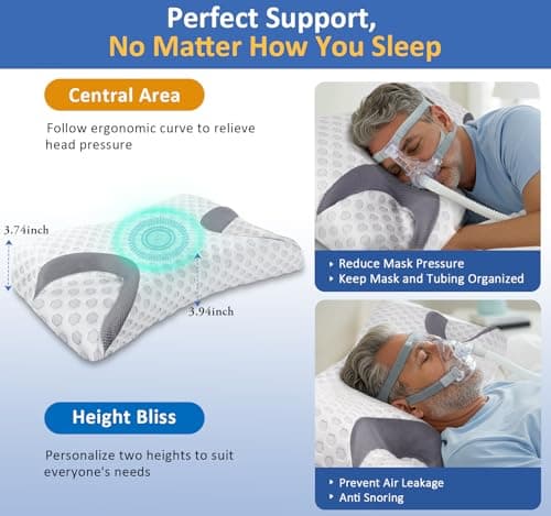 IKSTAR CPAP Pillow for Side Sleeper, Sleep Apnea Pillow for Sleeping, CPAP Nasal Pillows Suit for All CPAP Masks User, Cervical Memory Foam Neck Support Pillow Relief Neck Pain for Side Back Sleepers