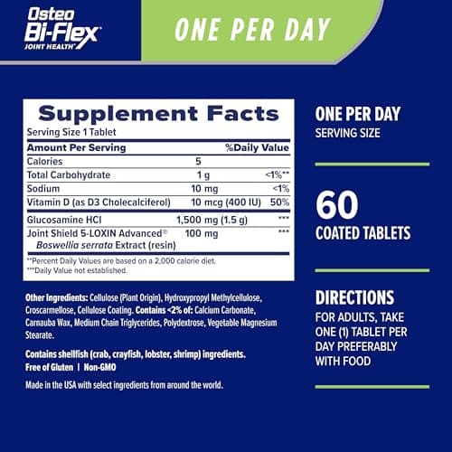Osteo Bi-Flex One Per Day Vitamin D Supplement, Improve Joint Function, Support Bone and Immune Health, 60 Coated Tablets