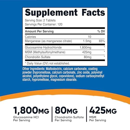 Nutricost Glucosamine 1800mg with Chondroitin & MSM, 240 Tablets, 120 Servings - Non-GMO, Gluten Free
