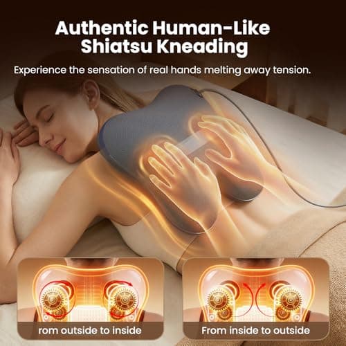 BOB AND BRAD Back Massager with Heat and Remote, EZBack Plus Shiatsu Massage Pillow with 3 Level, Kneading Deep Tissue Massage for Neck, Shoulder, Leg, Upper & Lower Back Pain Relief, FSA Eligible HSA