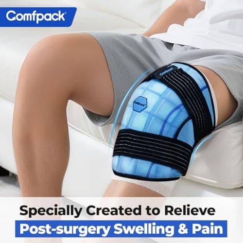 Comfpack Knee Ice Pack Wrap, 2 Hours Long Lasting Coldness Ice & Compression Therapy Flexible Ice Pack for Knee Replacement Surgery, Arthritis Pain, ACL, Swelling, Sports Injuries(23" × 10.3")