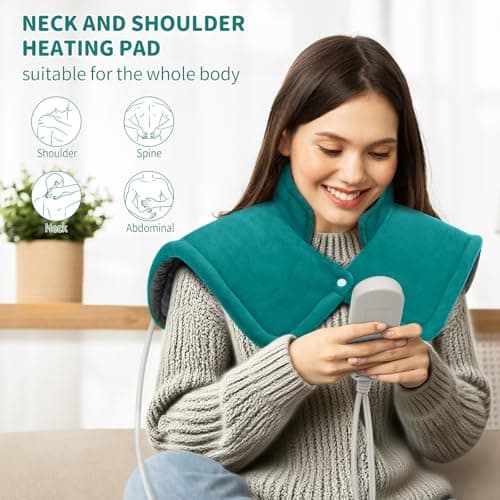 IZZUBIZ Mothers Day Gifts for Mom, Wife, Women, Neck Shoulder Heating Pad for Back Pain Relief Deep Tissue, Electric Weighted Heat Pads for Cramps, Gifts for Christmas, Fathers Day, Birthday, Men, Dad