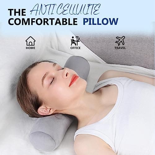 Anti Cellulite Health Cervical Neck Roll, Comfortable and Highly Resilient Bolster Pillows, Round Neck Pillows Support for Sleeping | Large Size Bolster Pillow for Bed, Legs, Back and Yoga (Grey)