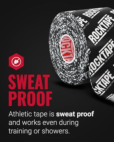 RockTape Extra Sticky 2" x 16.4' Kinesiology Tape (Logo,Black), Athletic Tape for Muscle Pain Relief, Injury Recovery, Microscopic Skin Lifting & Decompression, Sweat & Water Resistant, Hypoallergenic