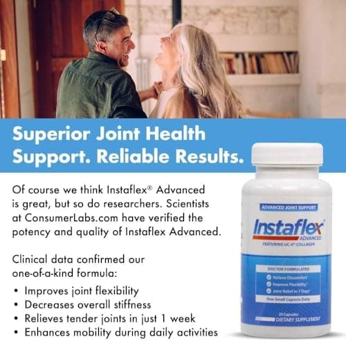 Instaflex Advanced Joint Support Supplement - Turmeric, Resveratrol, Boswellia Serrata Extract, BioPerine, UC-II Collagen- 30 Count