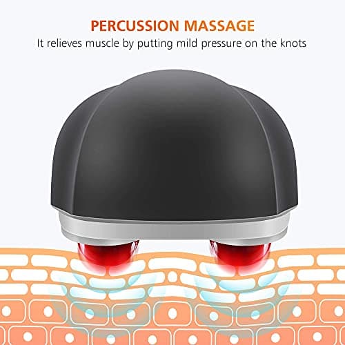 Snailax Cordless Handheld Back Massager with Heat, Deep Tissue Percussion Massager, 3 Sets of Dual Pivoting Heads,Rechargeable Hand Held Massager for Neck,Back Shoulder,Calf,Legs