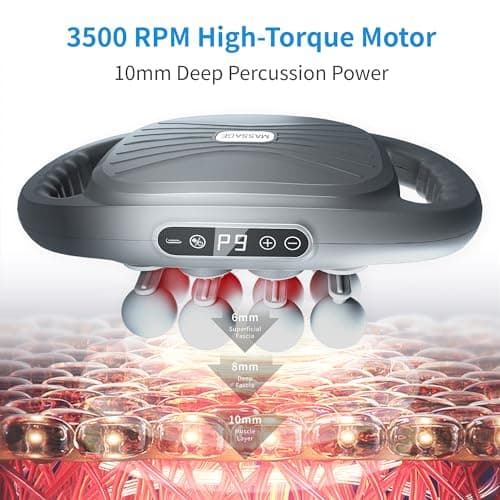 Binxalin 16 Head Deep Tissue Massage Gun, Handheld Percussion Massager for Back, Neck, Shoulders & Legs, 9 Modes, 9 Intensities, Muscle Recovery & Relaxation Gift for Men & Women