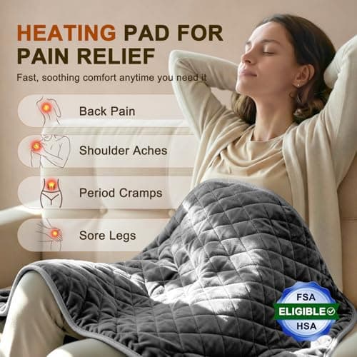 Heating Pad for Back Neck & Shoulders - 35"x20" King Size, FSA Eligible HSA, Heating Pads for Period Cramps Abdomen Knee, Dry/Moist Heat,Auto Shut Off, 6 Heat Settings, Washable, Gifts for Women & Men