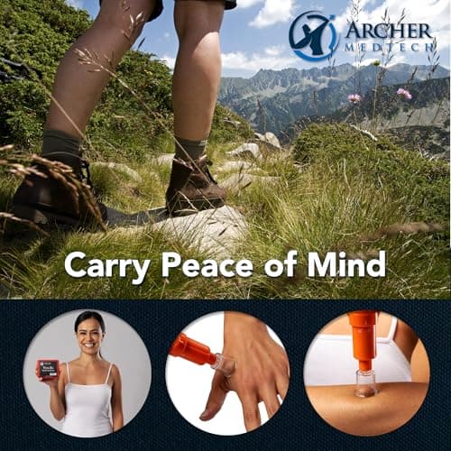 Archer MedTech Ven-Ex Snake Bite Kit & Bee Sting Kit – Portable Venom Extractor for Humans and Dogs with Tourniquet, Bonus CPR Face Shield, Outdoor First Aid for Hiking, Camping & Backpacking