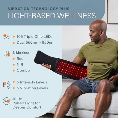 Lifepro Red Light Therapy Belt – Allevared Infrared Red Light Therapy for Body, Back Pain and Shoulder - 660nm & 850nm Near Infrared Heating Pad – Adjustable & Portable for Wellness & Relaxation