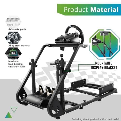 Hottoby Sim Driving Racing Cockpit with Red Seat Fit for Logitech G920 G923 G29,for Thrustmaster T80,for Fanatec,Mountable Monitor Stand, Double Arm Reinforcement,No Steering Wheel,Pedal & Handbrake