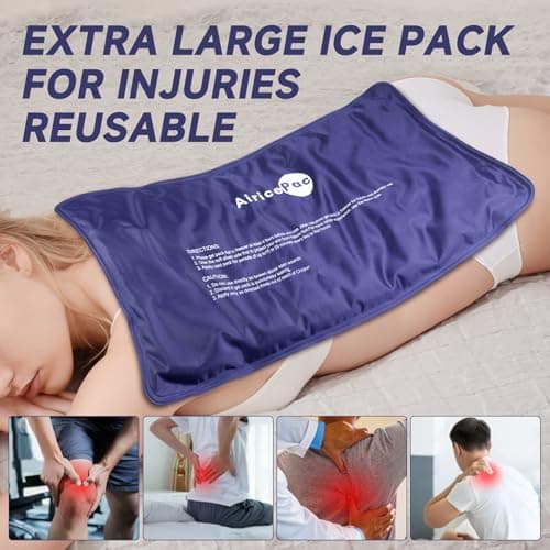 AiricePac Extra Large Gel Flexible Back Ice Packs for Injuries Reusable, 11”x 20” Cold Pack Wrap for Knee Leg Neck Shoulder Hip Back Pain Relief, Cold Compress Therapy for Swelling, Bruises, Surgery