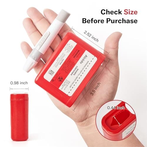 Alcedo Portable Sharps Container for Travel and Home Use (3-Pack), Small 0.1L Container for Diabetes Insulin Pen Needle Disposal, Mini Sharps Box, Medical Grade