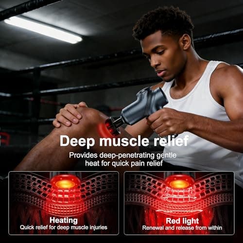 LEERCON Massage Gun with Heat, Deep Tissue Back Massager for Pain Relief, Mini Muscle Percussion Massage Gun, Birthday Gifts for Men Women Dad Home, Office & Travel, Blue