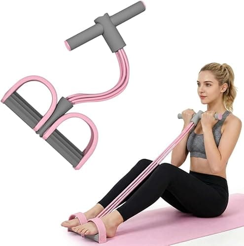 Multifunction Pedal Resistance Band, Upgrade Elastic Pedal Resistance Bands with Handles, Resistance Bands with Handles, Exercise Bands, Foot Pedal Resistance Band for Abdomen, Arm, Leg (Pink)