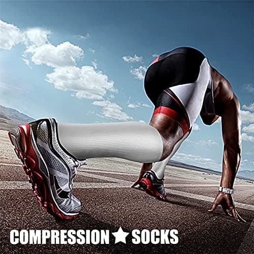 CHARMKING Compression Socks for Women & Men Circulation (3 Pairs) 15-20 mmHg is Best Athletic for Running, Flight Travel, Support, Cycling, Pregnant - Boost Performance, Durability (L/XL, White)