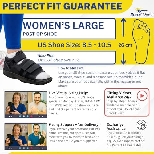 Brace Direct Post Op Shoe & Medical Foot Brace – Stress Fracture, Broken Toe & Bunion Support L3260 – Orthopedic Walking Immobilizer for Left or Right Foot (LG - WOMENS US SHOE: 8.5-10.5)