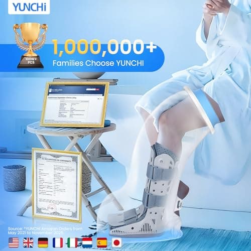 YUNCHI Upgraded Extra Wide Full Leg Cast Cover for Shower after Knee Surgeries with Non-Slip Bottom for Leg Wounds, Bandage, Large Cast, Knee Immobilizer/Brace, Walking Boots, Reusable