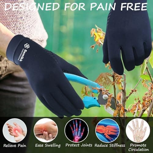 2 Pairs Compression Full Finger Arthritis Gloves, Copper Glove with Touch Screen Fingers for Everyday Support, Hand Joint Pain, Carpal Tunnel, Tendonitis, Trigger Finger, Fit for Men & Women (Medium)