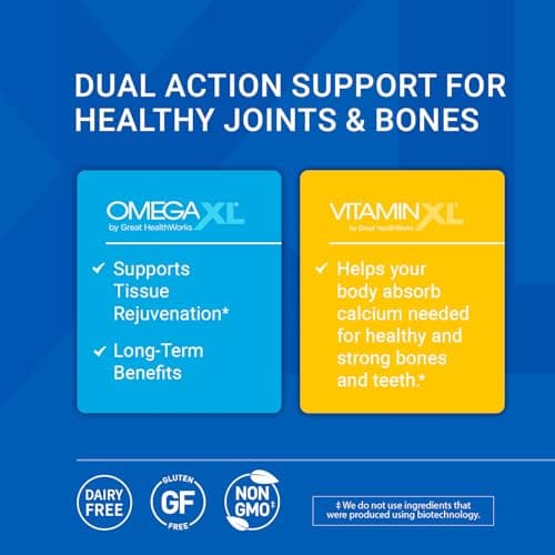 OmegaXL Joint Support Supplement - 60 Softgels & VitaminXL D3 High Potency Daily Vitamin D 5000 IU 125mcg Immune Support Supplement (30 Softgels) - 2 Pack