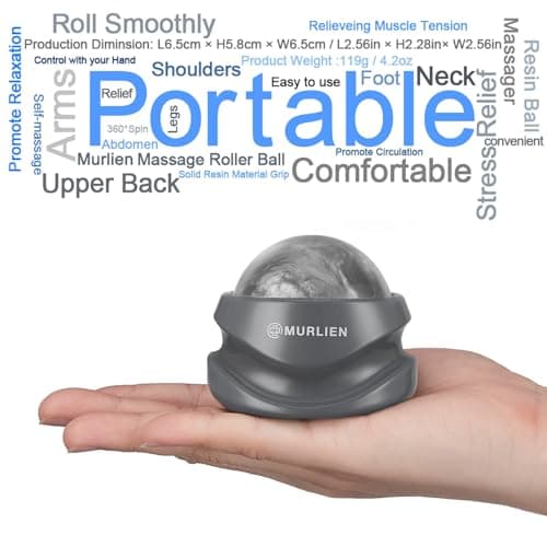 MURLIEN Massage Roller Ball, Tight and Sore Muscles Relief, Manual Massager, Alleviating Shoulder, Arms, Back, Legs, Calves or Muscle Tension - Gray
