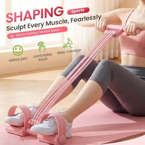 Pedal Resistance Bands with Handles, 2026 Upgrade Multifunction Tension Rope, Elastic Yoga Resistance Band, Home Exercise Equipment for Full Body Workout, Yoga, Stretching, Waist, Arm, Leg (Purple)