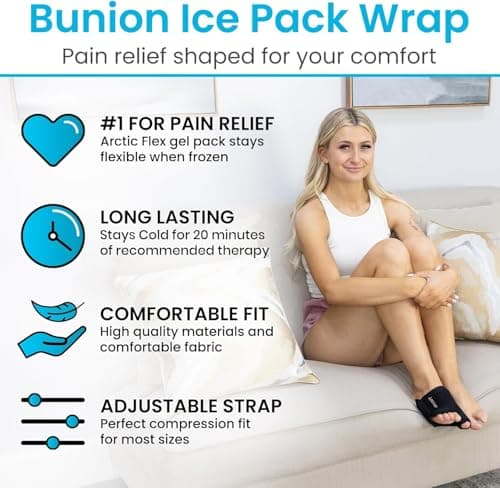 Arctic Flex Foot Ice Pack (Pair) Toe Wrap for Bunion, Plantar Fasciitis, Hallux Valgus, Gout, Swelling & Injuries - Cold & Heat Gel Therapy for Joint Pain Relief & Feet Recovery - Reusable Compression