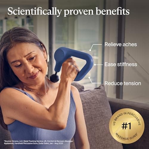 TheraGun Therabody Relief Handheld Percussion Massage Gun - Easy-to-Use, Comfortable & Light Personal Massager for Every Day Pain Relief Massage Therapy in Neck, Back, Leg, Shoulder and Body (Navy)