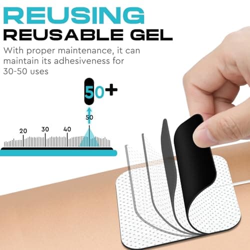 22 PCS 2X 2” Tens Unit Electrode Pads Compatible with Auvon Tens 7000 Muscle Stimulator Machine,Tens Unit Replacement Pads Reuse More Than 35-50 Times with Self Stick and Non-Irritating Designs