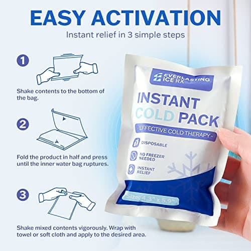 25 Pack - Instant Cold Packs - Instant Ice Packs for Injuries | Disposable Cold Compress Ice Pack for Pain Relief, Swelling, Inflammation, Sprains, Toothache - Cold Pack for Athletes