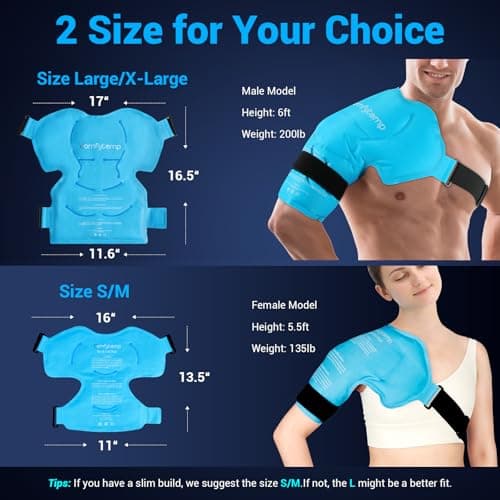 Comfytemp Shoulder Ice Pack Rotator Cuff Cold Therapy Wrap, FSA Eligible HSA, Gel Packs for Injuries Reusable Hot Cold Compress Shoulder Brace for Pain Relief, Men Women Recovery Item (Large/X-Large)